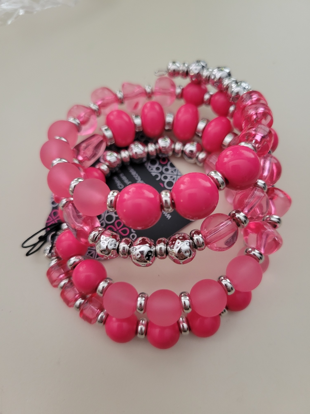 Paparazzi Pink Beaded Coil Bracelet